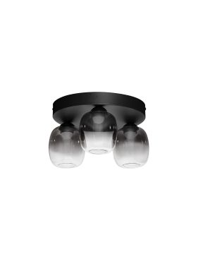 Nova Luce Kita - plafonnier - Ø 36 x 21 cm - 16W LED inclus - noir sablé et verre fumé