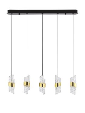 Nova Luce Seneca - lampe suspendue - 83 x 150 x 7,5 cm - 41W LED inclus - or et noir