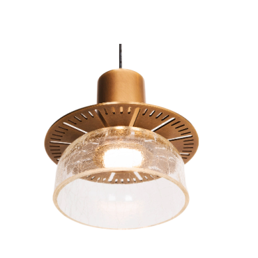 Maxlight Signature - lampe suspendue - Ø 15 x 205 cm - 8W LED inclus - laiton antique et transparent